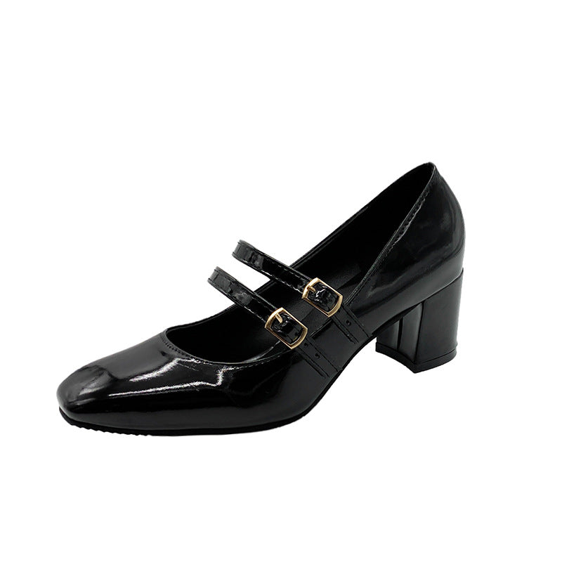 Femme Blokhæl Mary Jane Pumps med dobbelt rem Design Stilla