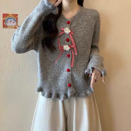Damer cardigan med dekorative blomsterdesign Stilla