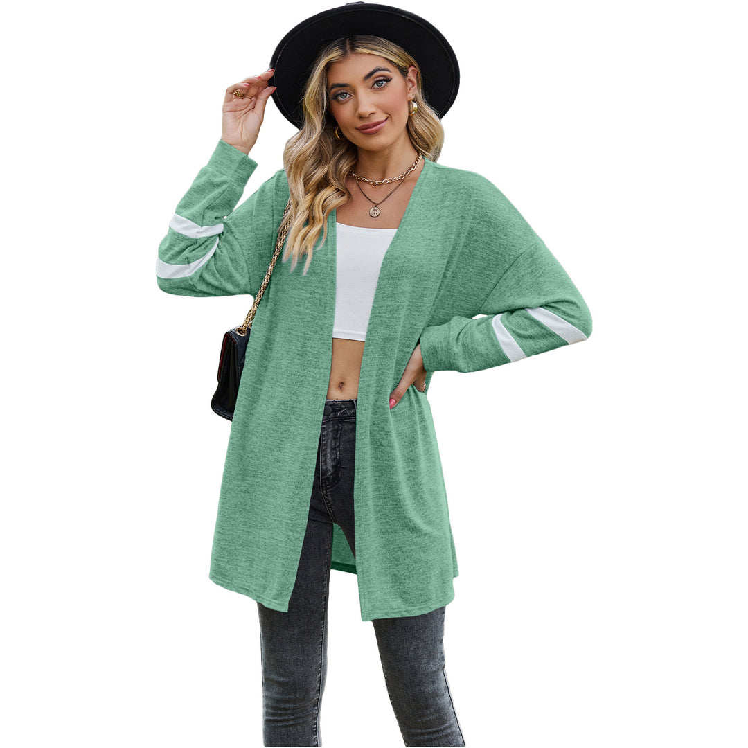 Dame afslappet cardigan med lang snit og stribe detaljer Stilla