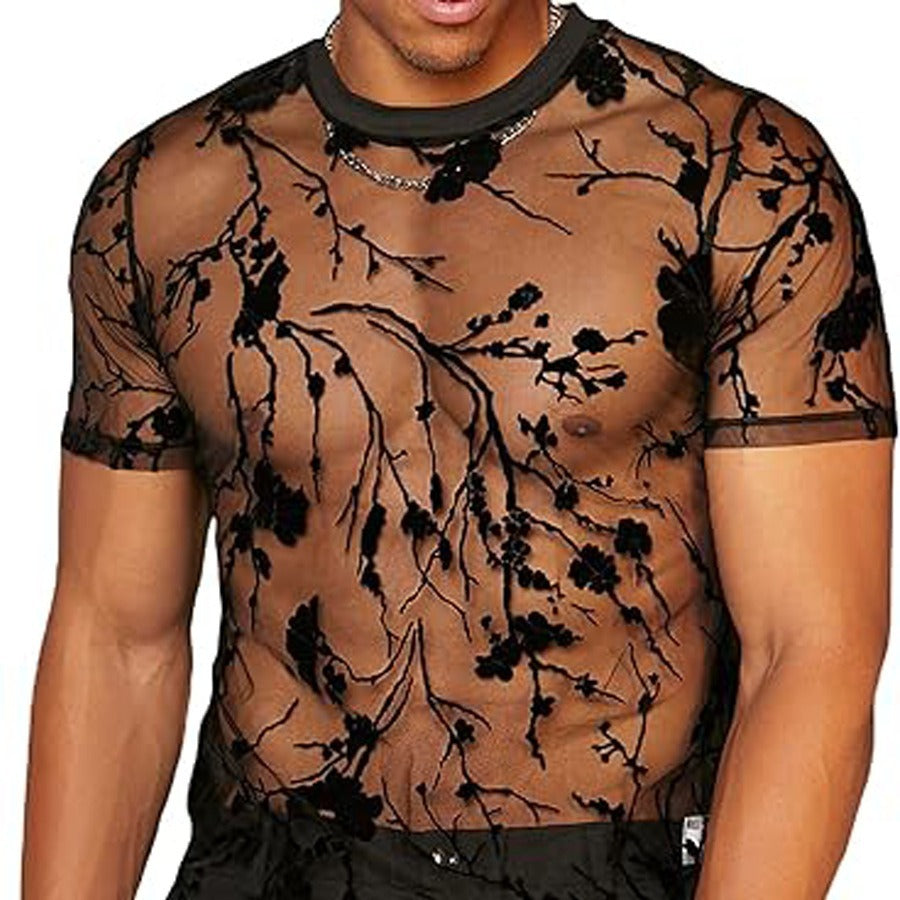Dame Gennemsigtig Bluse med blomstermønster og elastisk kant Stilla