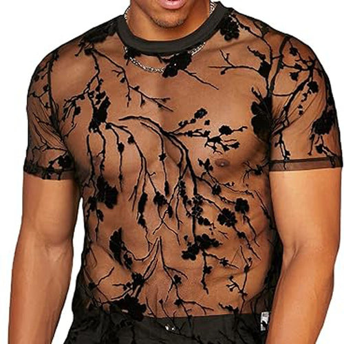 Dame Gennemsigtig Bluse med blomstermønster og elastisk kant Stilla