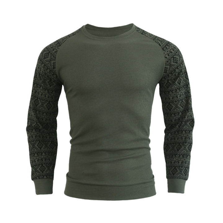 Herre mode langærmet pullover med grafisk mønster og rund halsudskæring Stilla