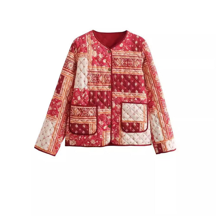 Femme Floral Patchwork Steppjakke Stilla