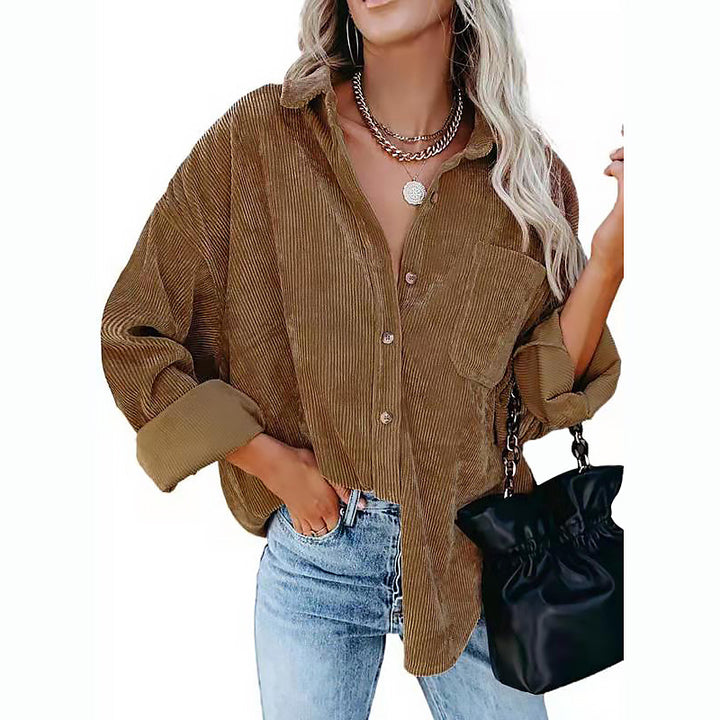 Dame Cord-Skjorte i afslappet oversized-snit Stilla
