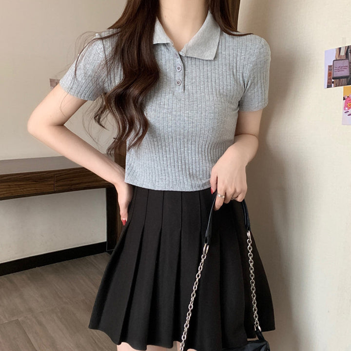 Femme Cropped Polo Stil Top Stilla