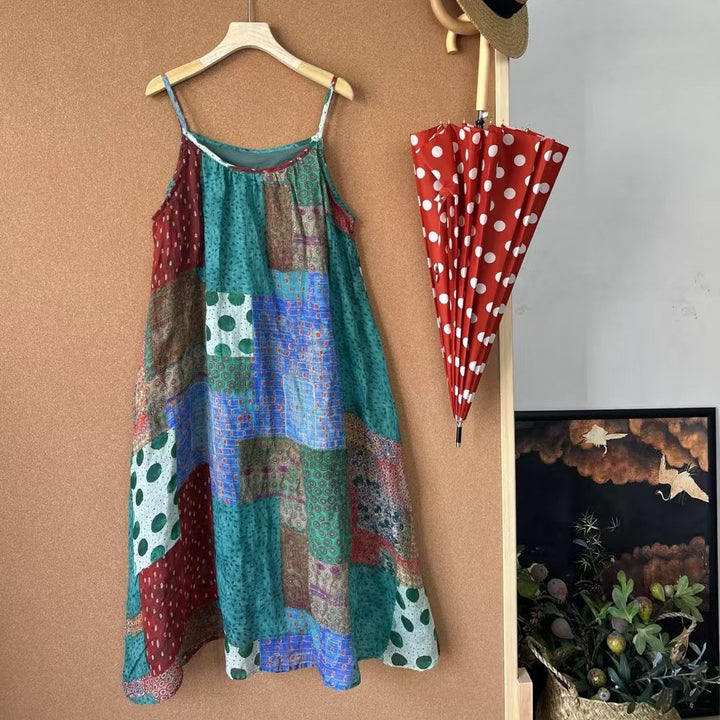 Femme Patchwork Maxi Kjole Stilla