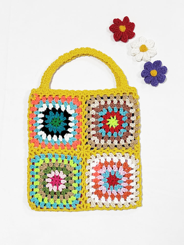Dame hækle håndtaske i det karakteristiske granny square design Stilla