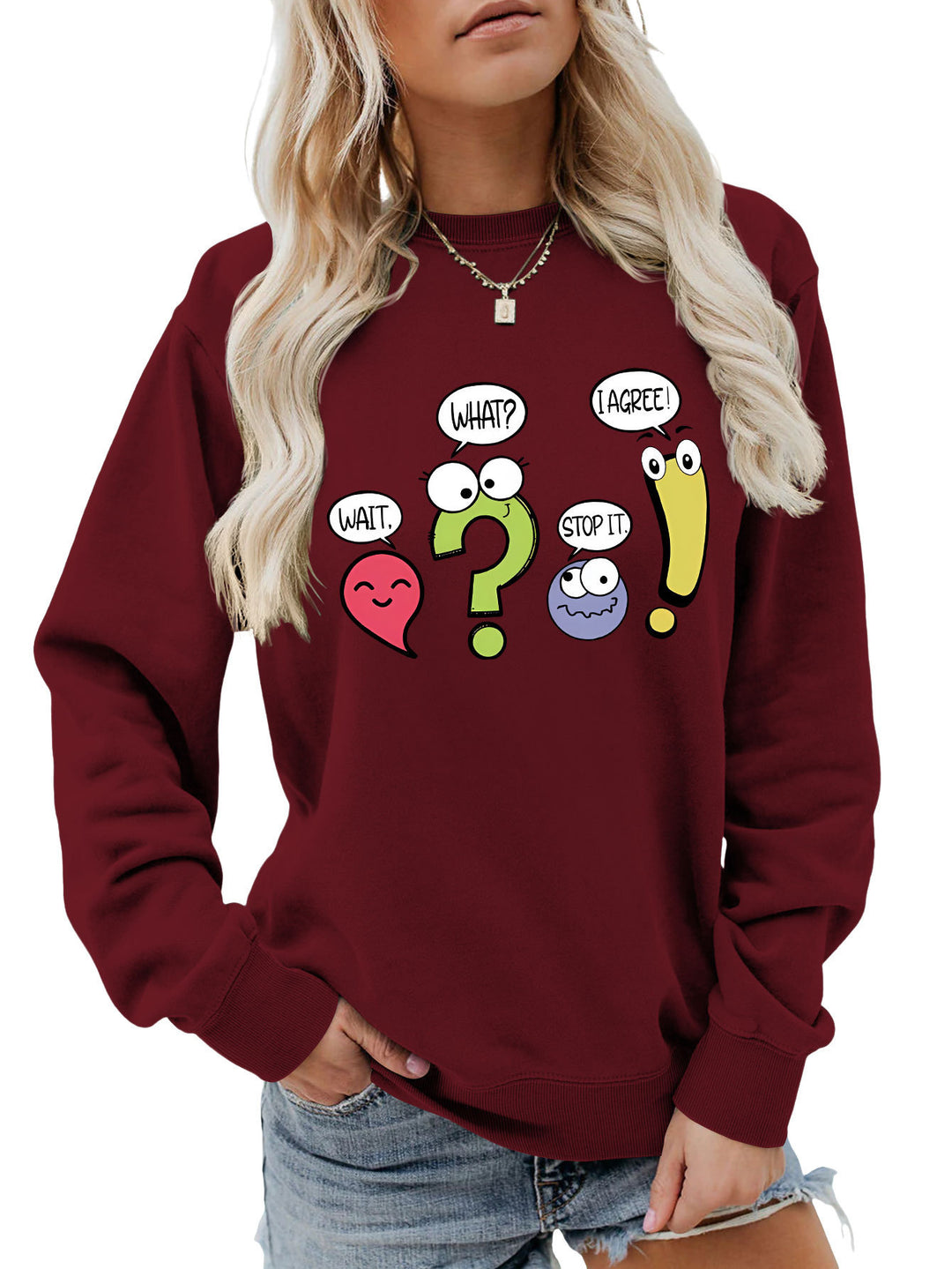 Kvinders afslappede sweater med humoristisk print Stilla