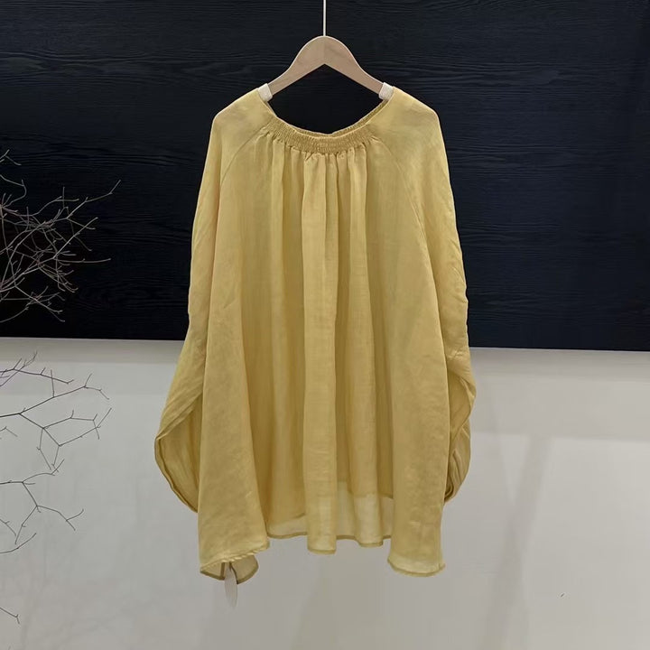 Femme Let Flydende Tunika-Bluse med Ballonærmer Stilla