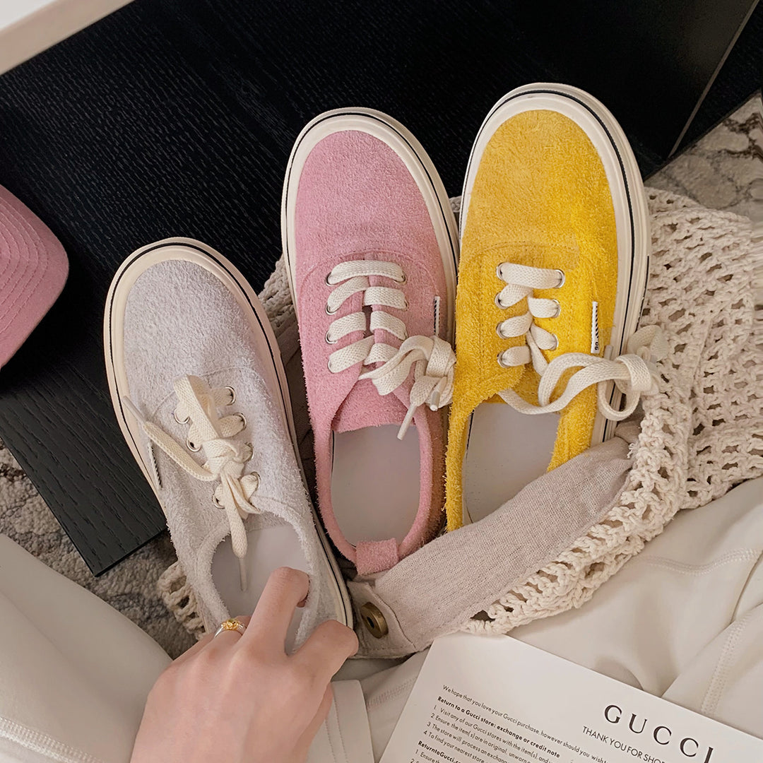 Dame Textureret Plateau Sneakers med Knude Snøring Stilla