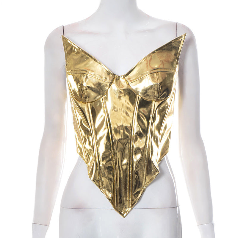Dame Glamourøs Metal-Corsage-Top Stilla