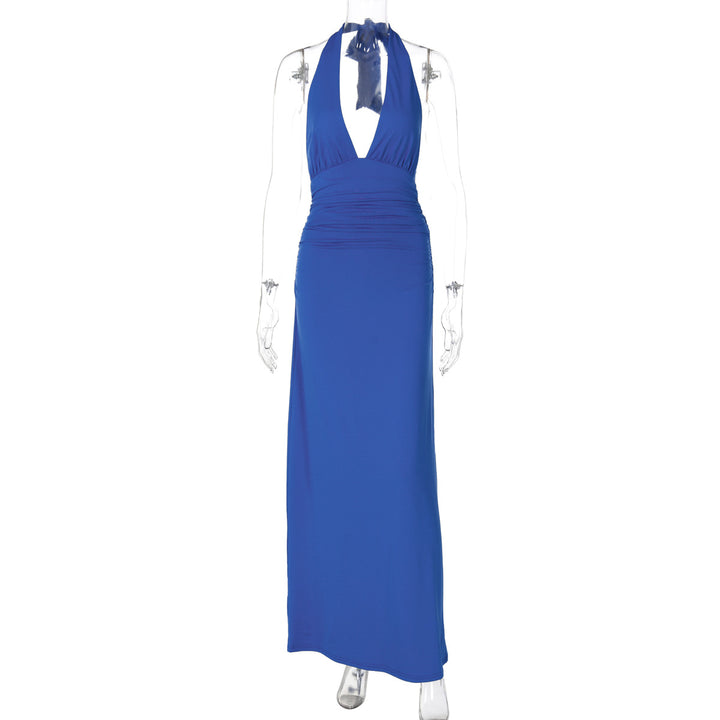 Damer Halter-Maxikjole med elegant drapering Skovae