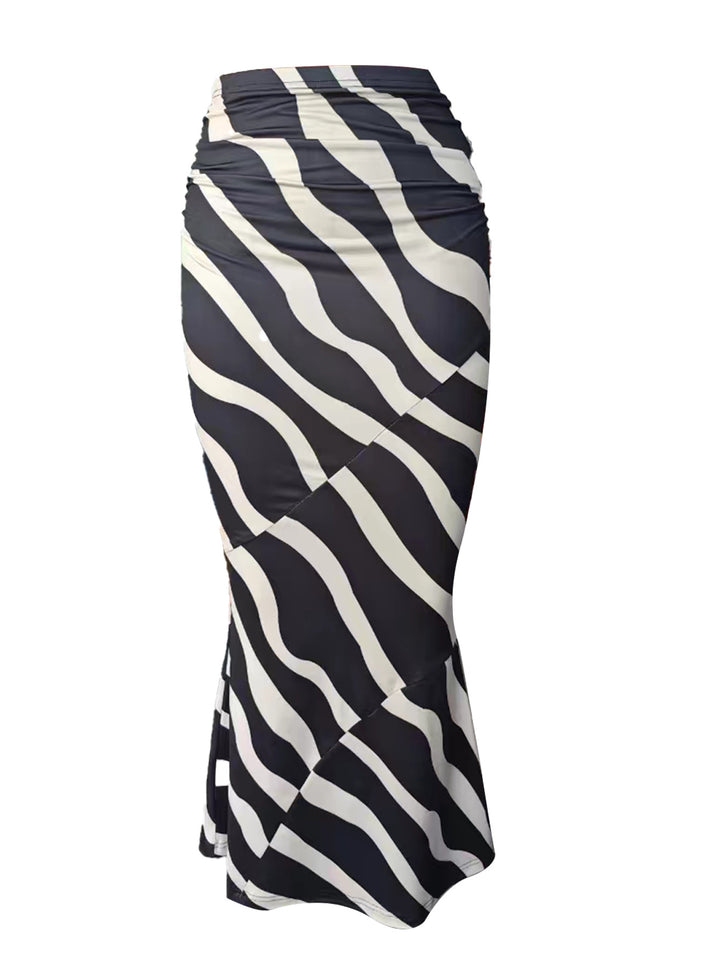 Dame maxiskørt med moderne zebraprint og høj talje Stilla