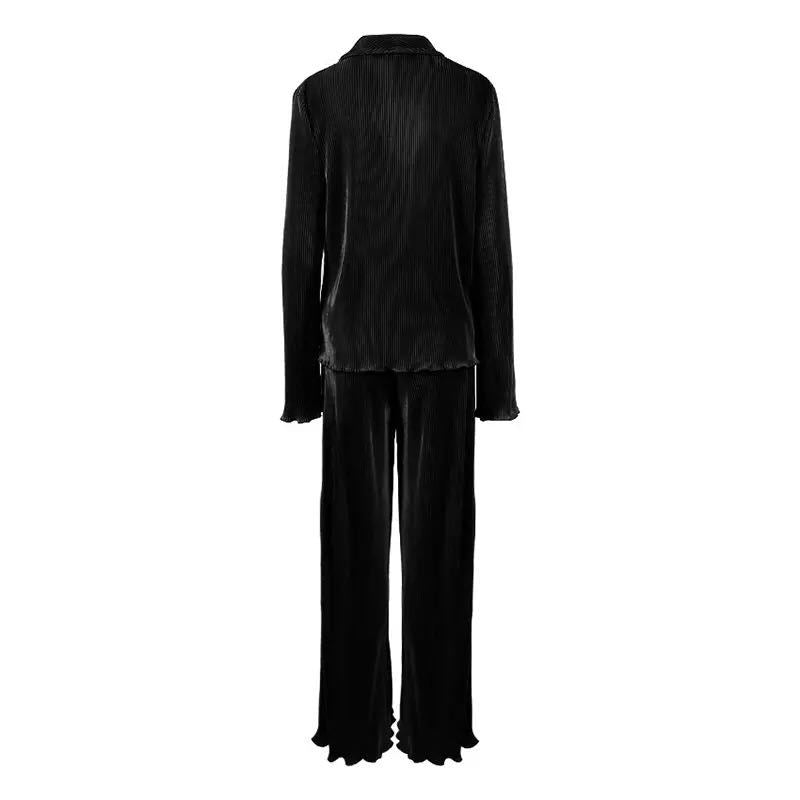 Dame Blazer-Bukser-Sæt med elegante ribdetaljer og afslappet snit Stilla