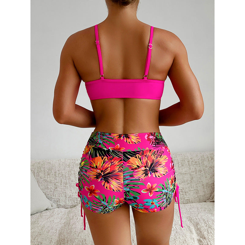 Dame Bikini-sæt med raffineret indpakningsdetalje og sporty shorts Stilla