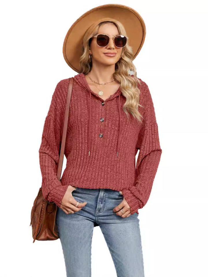 Femme Hætte-Ribstrikpullover Stilla