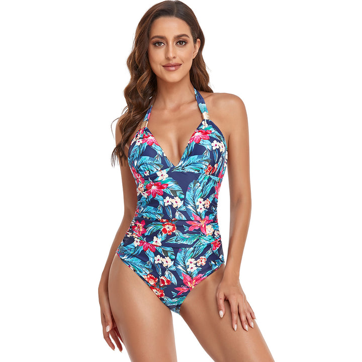 Femme Plunge Neck Leopardmønster Én-delt Badedragt Stilla