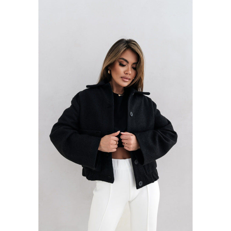 Women's casual wool jacket with loose fit and easy-care button placket Stilla