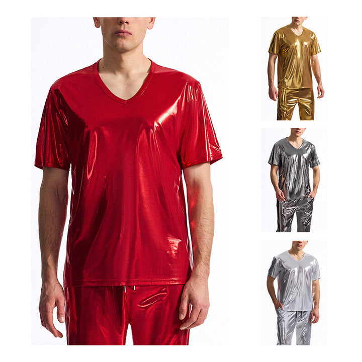 Herre Shiny Metallic Athleisure Sæt Stilla