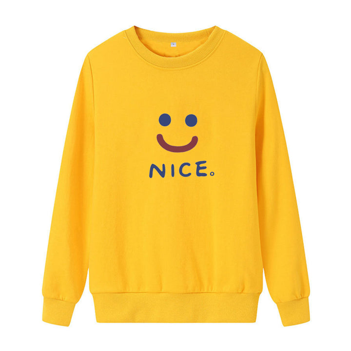 Kvinder casual sweatshirt med muntert smil motiv Skovae