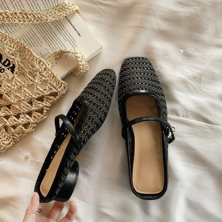 Dame Woven Blokhæl Mules Stilla