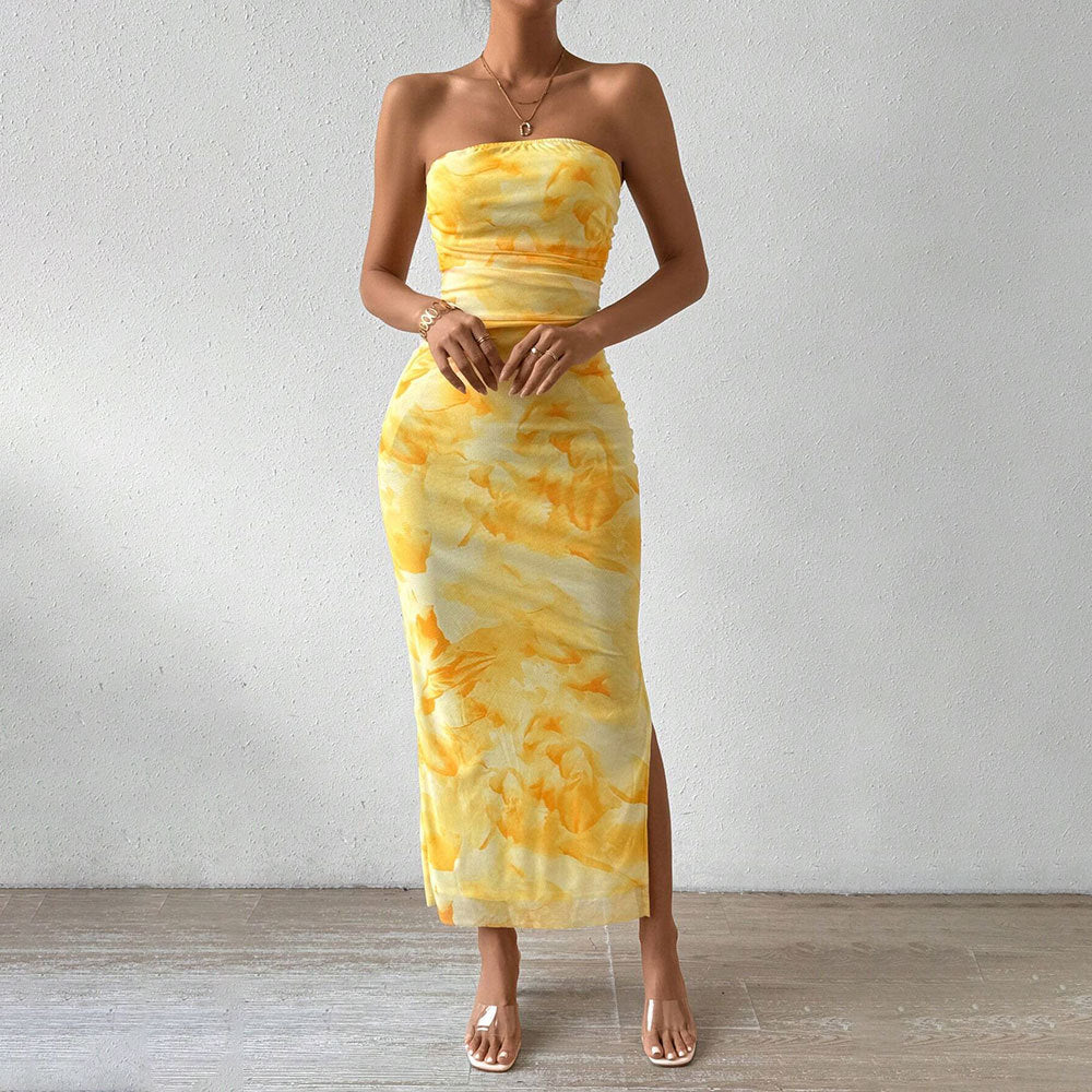 Stilla | Højtaljet Slim Fit Slids Strapless Bodycon Nederdel