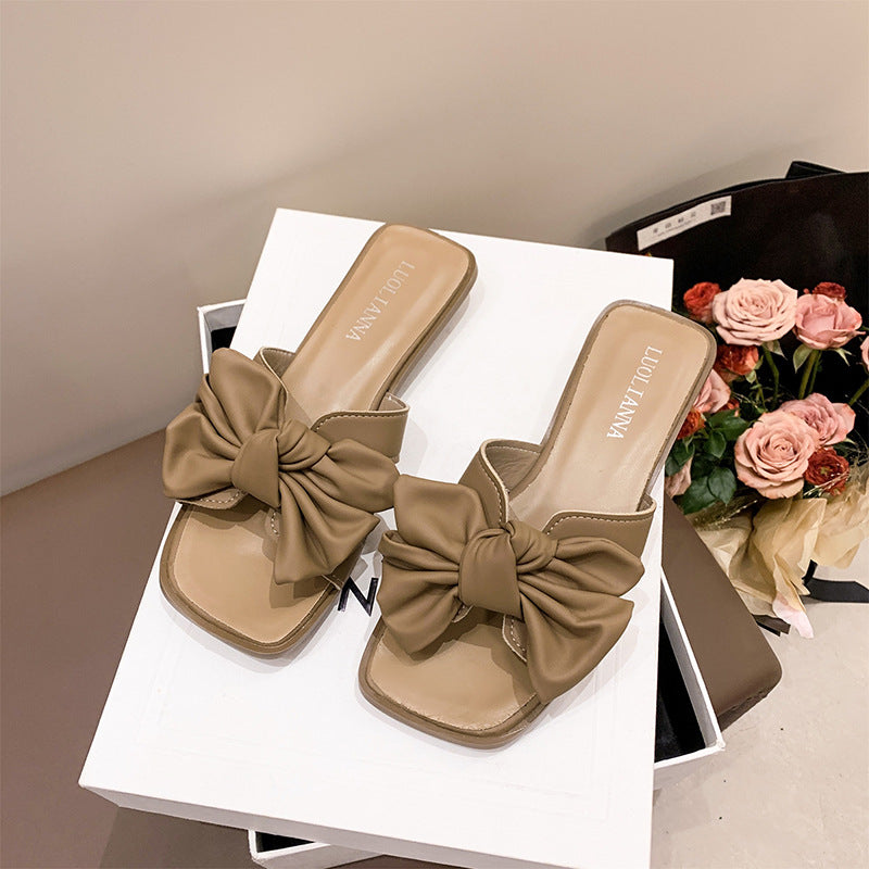 Dame mules med fashionable sløjfe-detalje og skridsikker sål Stilla