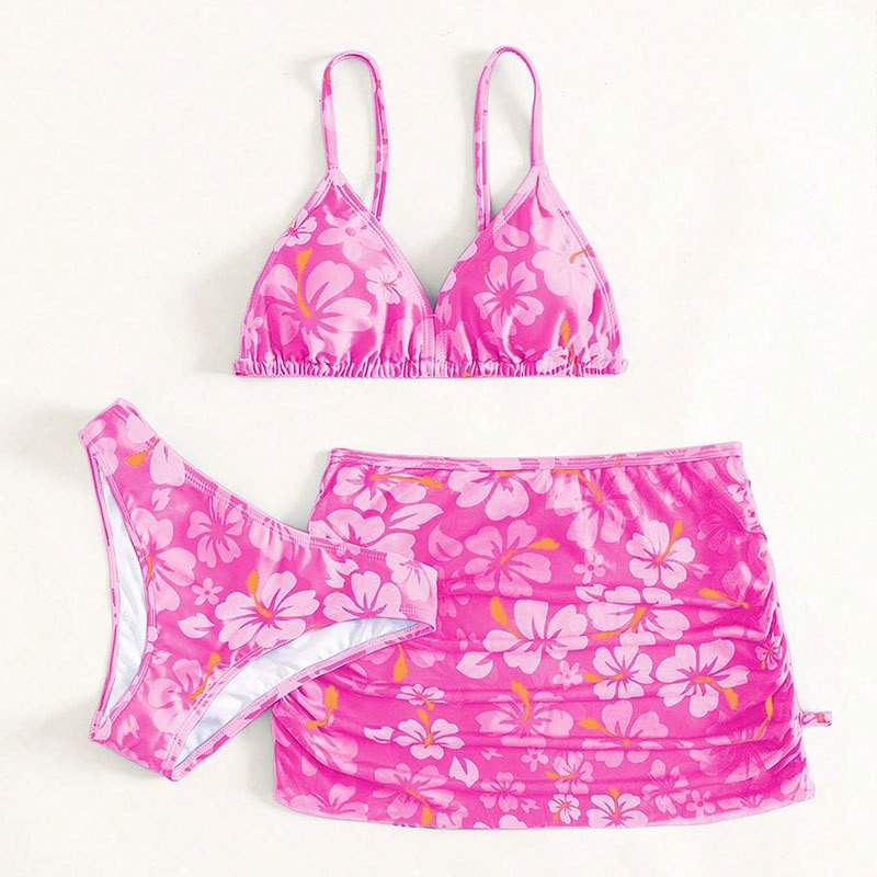 Dame bikini-sæt med blomsterprint og sammenlignelige skørtedetaljer Stilla