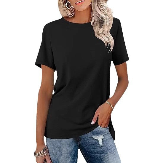 Dame løs Basic T-shirt med Rund halsudskæring Stilla