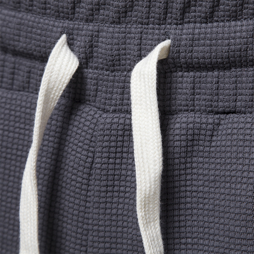 Herrer Sportslige Vaffelstof-Shorts med elastisk Talje og Snøre Stilla