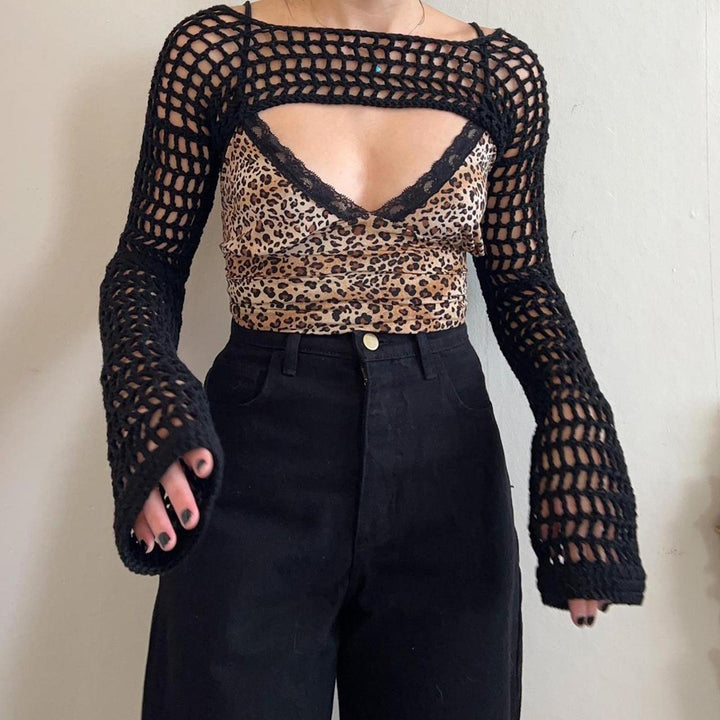 Dame hæklede net bolero top Stilla