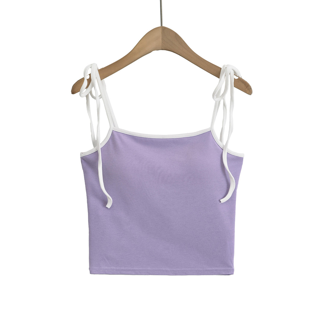 Dame Kortærmet Crop-Top med bindebånd Stilla