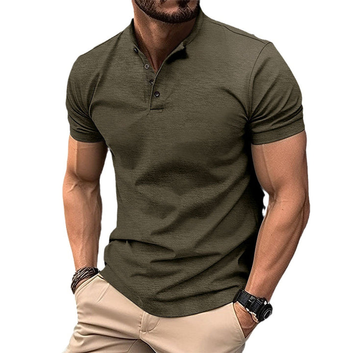 Herrer Fritid Kortærmet Henley Polo Shirt Stilla