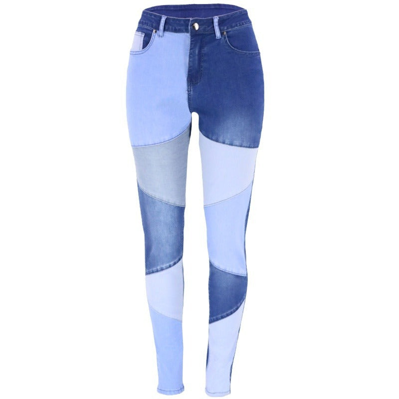 Damer Mode Skinny Jeans i kreativ patchwork-design med høj talje Stilla