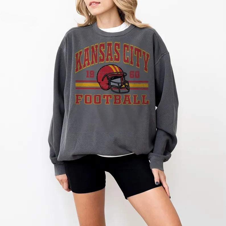 Kvinder Oversized Sweatshirt med nostalgisk fodboldmotiv Skovae