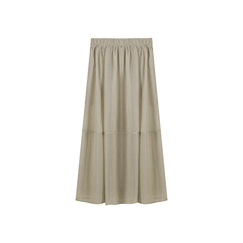 Dame vædende midi-nederdel med elegant plissering og elastisk talje Stilla