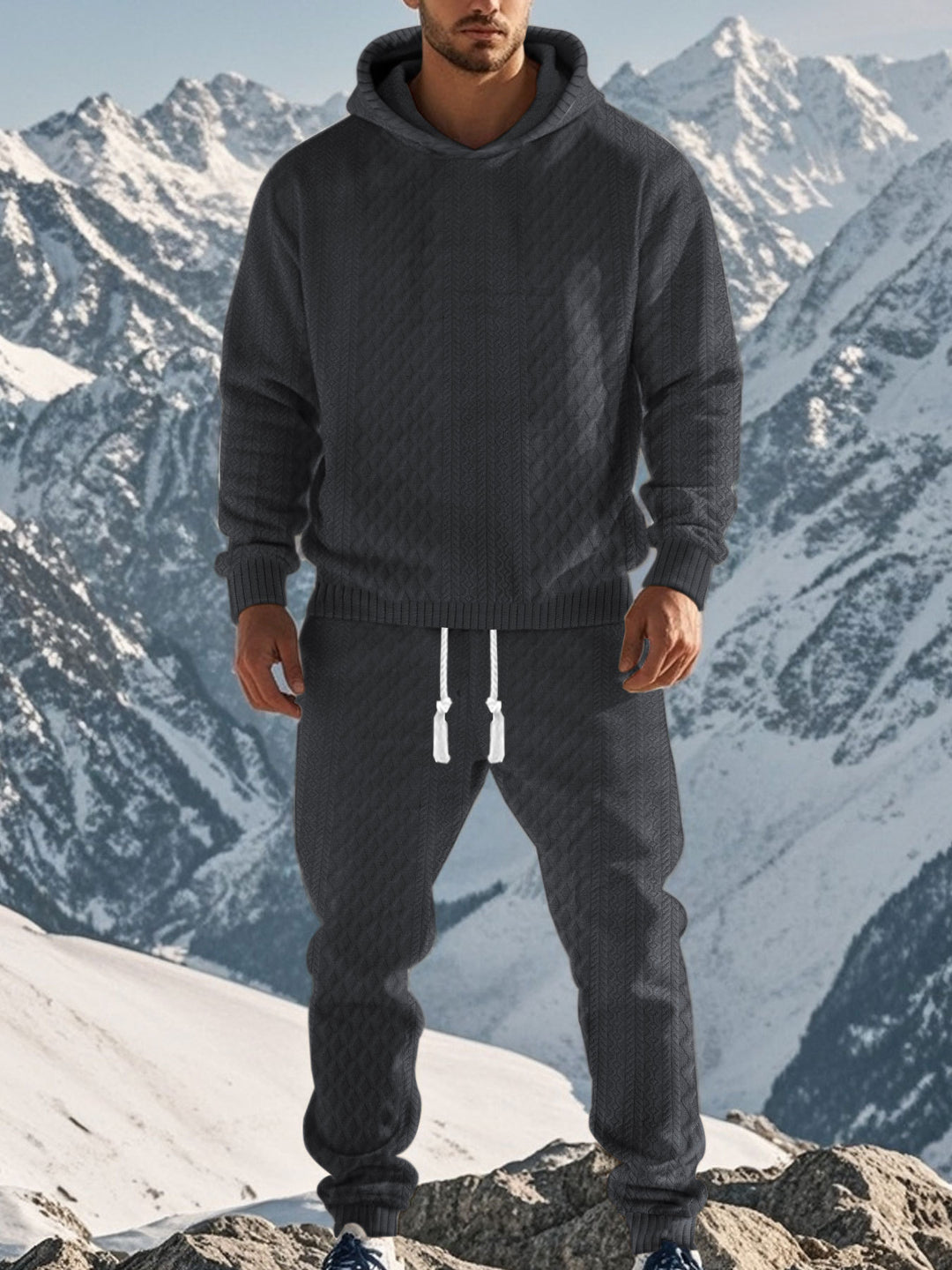 Herrer Sporty Hooded Sweatset med struktureret design og praktiske lommer Stilla