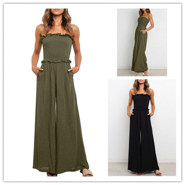 Dame strapless bredbenet jumpsuit Stilla