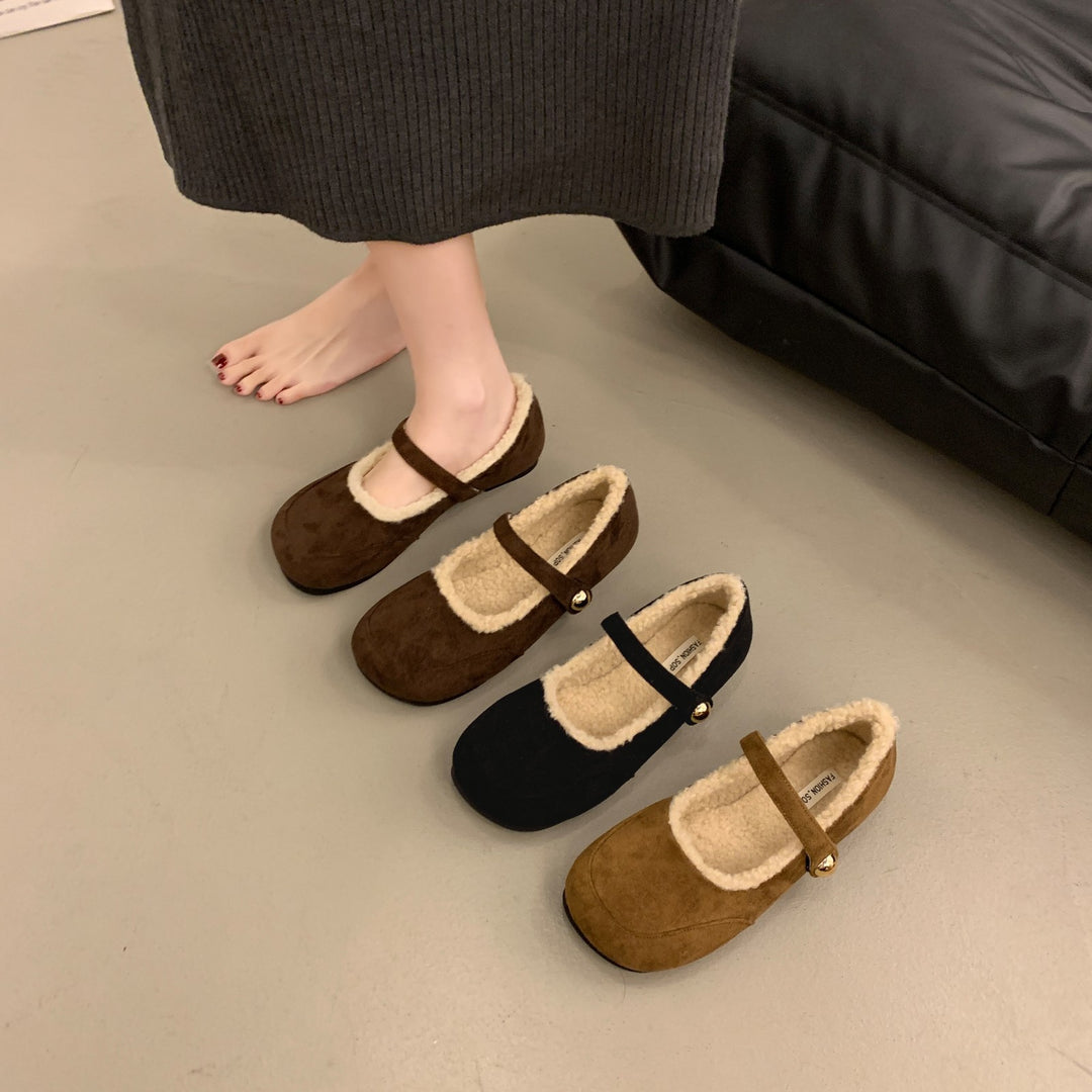 Dame varme fleeceforede Mary Jane ballerinaer Stilla
