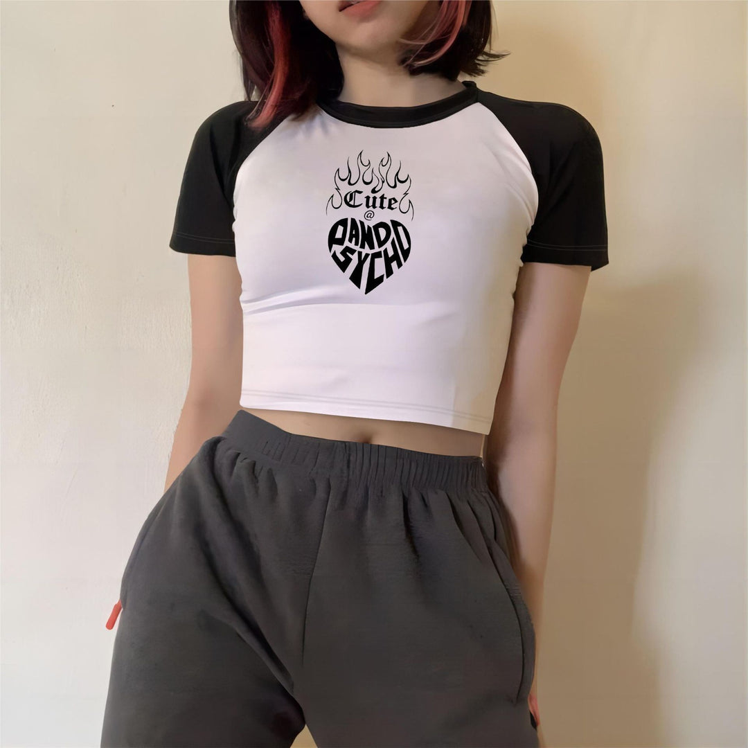 Dame Crop-top med motiverende tekst og afslappet snit Skovae