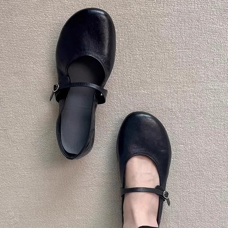 Dame Klassiske Læder Mary Jane Ballerinaer med justerbar rem Stilla