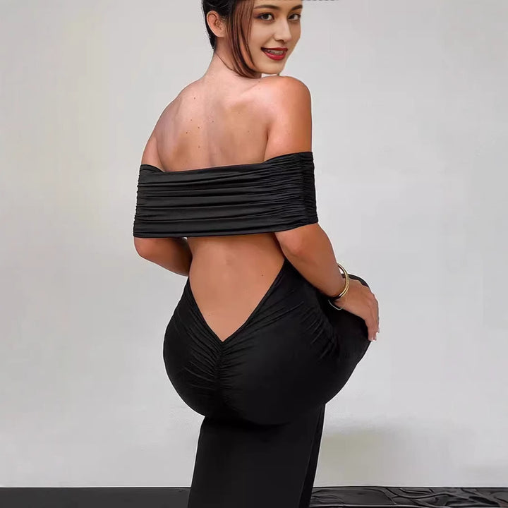 Dame Elegant omslagskjole med off-shoulder udskæring og tætsiddende snit Skovae