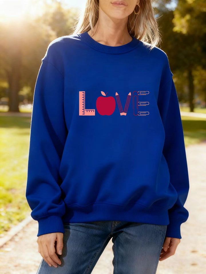 Kvinders sweatshirt med kreativ kærlighedsmotiv Stilla