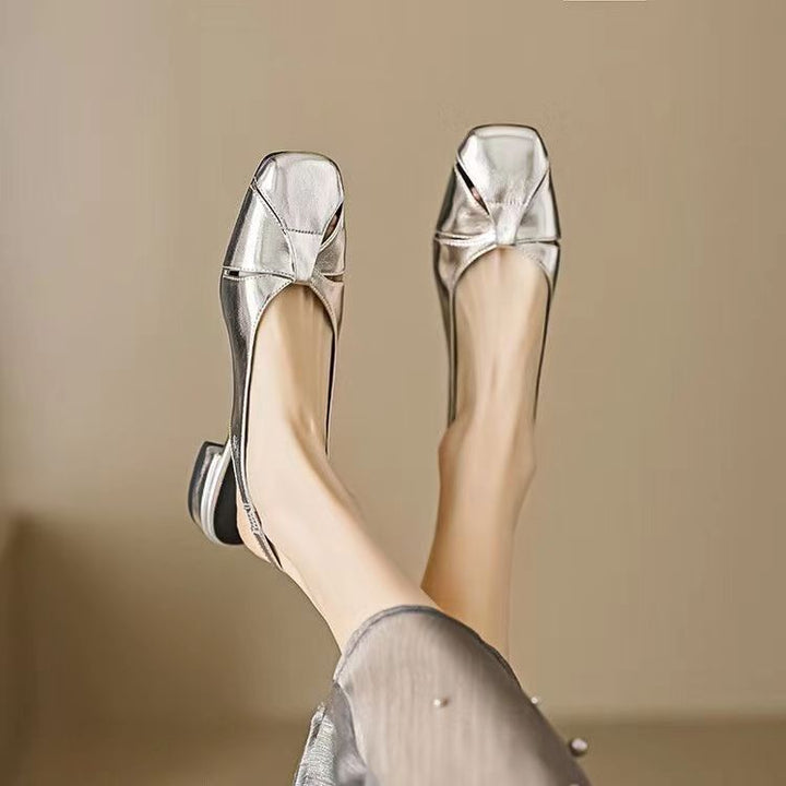 Dame elegante Slingback Mules med firkantet spids og metalliske accenter Stilla