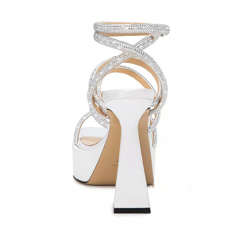 Dame Chunky Højhælede Strop Sandaler med Rhinestones Stilla