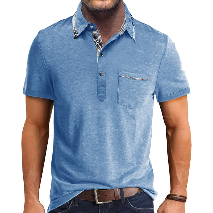 Herrer Polo-shirt med stilfuld ternet detalje og brystlomme Stilla