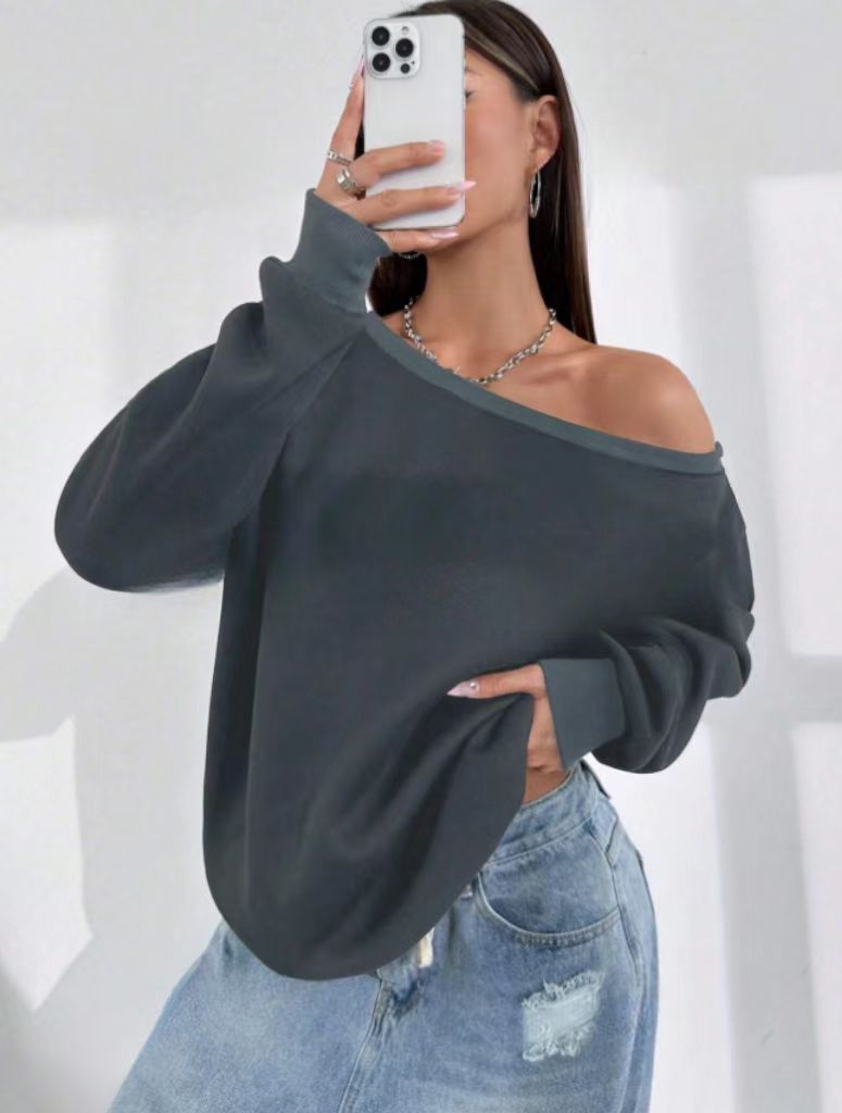 Dame afslappet Off-Shoulder sweater med løs pasform Stilla