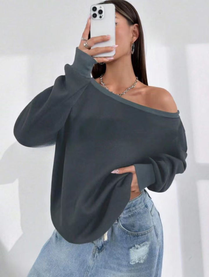 Dame afslappet Off-Shoulder sweater med løs pasform Stilla
