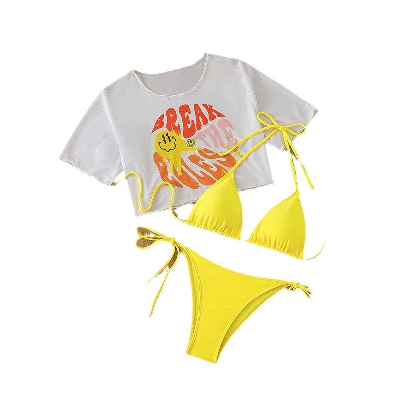 Kvinder Sjov Grafik Crop Top og Knyt-sider Bikinisæt Stilla