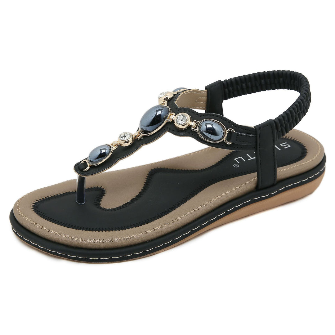 Dame Tådelte Sandaler med elegante Perle- og Rhinesten Applikationer Stilla